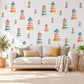 Lighthouse Wall Stickers, Nautical Nursery Decor, Seaside Lighthouse Wall Decals, Coral Teal Cream Kids Room Peel and Stick Wall Art