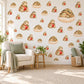 Tortoise Wall Stickers, Baby Tortoise Nursery Decor, Strawberry Wall Decals, Olive Red Cream Kids Room Animal Peel and Stick Wall Art