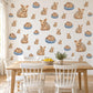 Armadillo Wall Stickers, Baby Animal Nursery Decor, Sleepy Armadillo Wall Decals, Tan Blue Cream Kids Room Peel and Stick Wall Art