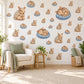 Armadillo Wall Stickers, Baby Animal Nursery Decor, Sleepy Armadillo Wall Decals, Tan Blue Cream Kids Room Peel and Stick Wall Art