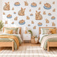 Armadillo Wall Stickers, Baby Animal Nursery Decor, Sleepy Armadillo Wall Decals, Tan Blue Cream Kids Room Peel and Stick Wall Art