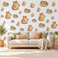 Guinea Pig Wall Stickers, Baby Cavy Nursery Decor, Pear Animal Wall Decals, Brown Yellow Sage Kids Room Peel and Stick Wall Art