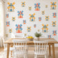 Windmill Wall Stickers, Toy Windmill Nursery Decor, Storybook Windmill Wall Decals, Yellow Blue Coral Kids Room Peel and Stick Wall Art