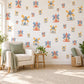 Windmill Wall Stickers, Toy Windmill Nursery Decor, Storybook Windmill Wall Decals, Yellow Blue Coral Kids Room Peel and Stick Wall Art