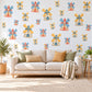 Windmill Wall Stickers, Toy Windmill Nursery Decor, Storybook Windmill Wall Decals, Yellow Blue Coral Kids Room Peel and Stick Wall Art