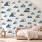 Wave Wall Stickers, Ocean Nursery Decor, Navy Blue Sea Wave Wall Decals, Surf Beach Boys Kids Room Coastal Peel and Stick Wall Art