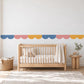 Scallop Wall Border Stickers, Blue Pink Mustard Nursery Decor, Scalloped Wall Decals, Kids Room Playroom Border Peel and Stick Wall Trim