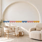 Scallop Wall Border Stickers, Blue Pink Mustard Nursery Decor, Scalloped Wall Decals, Kids Room Playroom Border Peel and Stick Wall Trim