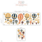 Hot Air Balloon Wall Stickers, Vintage Nursery Decor, Balloon and Cloud Wall Decals, Navy Mustard Coral Kids Room Peel and Stick Wall Art