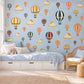 Hot Air Balloon Wall Stickers, Vintage Nursery Decor, Balloon and Cloud Wall Decals, Navy Mustard Coral Kids Room Peel and Stick Wall Art