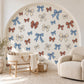 Bow Wall Stickers, Ribbon Nursery Decor, Blue Rust Cream Bow Wall Decals, Coquette Girls Kids Room Boho Peel and Stick Wall Art