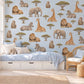 Safari Wall Stickers, Jungle Animal Nursery Decor, Giraffe Elephant Lion Zebra Wall Decals, Neutral Kids Room Peel and Stick Wall Art