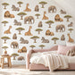Safari Wall Stickers, Jungle Animal Nursery Decor, Giraffe Elephant Lion Zebra Wall Decals, Neutral Kids Room Peel and Stick Wall Art