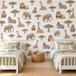 Safari Wall Stickers, Jungle Animal Nursery Decor, Giraffe Elephant Lion Zebra Wall Decals, Neutral Kids Room Peel and Stick Wall Art