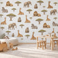 Safari Wall Stickers, Jungle Animal Nursery Decor, Giraffe Elephant Lion Zebra Wall Decals, Neutral Kids Room Peel and Stick Wall Art