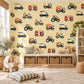 Truck Wall Stickers, Vehicle Nursery Decor, Fire Engine Tractor Tow Truck Wall Decals, Boys Kids Room Transport Peel and Stick Wall Art