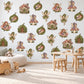Garden Fairy Wall Stickers, Sage Mauve Fairy Nursery Decor, Toadstool Fairy House Wall Decals, Girls Room Woodland Peel and Stick Wall Art