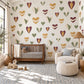 Heart Wall Stickers, Burgundy Sage Mustard Nursery Decor, Geometric Folded Heart Wall Decals, Boho Kids Room Peel and Stick Wall Art
