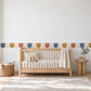Scallop Wall Border Stickers, Rainbow Arch Nursery Decor, Blue Rust Mustard Wall Decals, Kids Room Playroom Border Peel and Stick Wall Trim