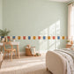 Scallop Wall Border Stickers, Rainbow Arch Nursery Decor, Blue Rust Mustard Wall Decals, Kids Room Playroom Border Peel and Stick Wall Trim