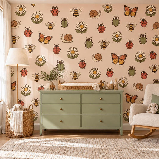 Bug Wall Stickers, Ladybird Bee Butterfly Nursery Decor, Garden Insect Wall Decals, Snail Kids Room Peel and Stick Wall Art