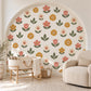 Flower Wall Stickers, Folk Floral Nursery Decor, Pink Mustard Daisy Wall Decals, Boho Girls Kids Room Retro Peel and Stick Wall Art