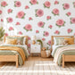 Dahlia Wall Stickers, Floral Nursery Decor, Mauve Flower Wall Decals, Dusty Rose Sage Girls Kids Room Peel and Stick Wall Art