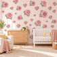 Dahlia Wall Stickers, Floral Nursery Decor, Mauve Flower Wall Decals, Dusty Rose Sage Girls Kids Room Peel and Stick Wall Art