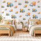 Cement Mixer Wall Stickers, Construction Truck Nursery Decor, Digger Vehicle Decals, Dusty Blue Boys Room Peel and Stick Wall Art