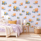Cement Mixer Wall Stickers, Construction Truck Nursery Decor, Digger Vehicle Decals, Dusty Blue Boys Room Peel and Stick Wall Art