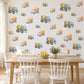 Cement Mixer Wall Stickers, Construction Truck Nursery Decor, Digger Vehicle Decals, Dusty Blue Boys Room Peel and Stick Wall Art