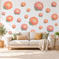 Ranunculus Wall Stickers, Apricot Flower Nursery Decor, Floral Wall Decals, Dusty Rose Sage Girls Kids Room Peel and Stick Wall Art