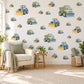 Snow Plough Wall Stickers, Winter Truck Nursery Decor, Vehicle Wall Decals, Dusty Blue Honey Sage Boys Room Peel and Stick Wall Art