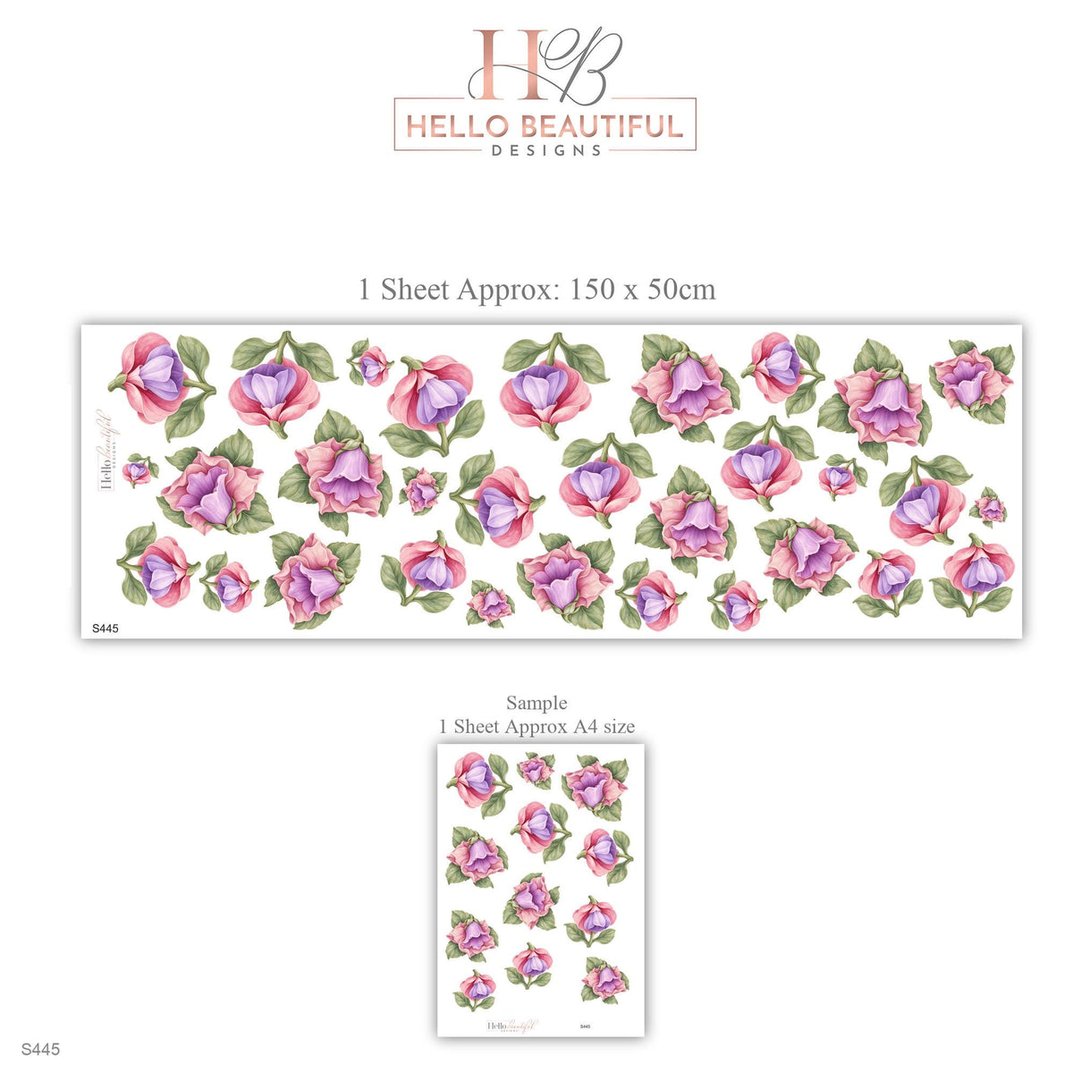 Fuchsia Wall Stickers, Lilac Flower Nursery Decor, Floral Bell Wall Decals, Dusty Rose Sage Girls Kids Room Peel and Stick Wall Art