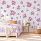Fuchsia Wall Stickers, Lilac Flower Nursery Decor, Floral Bell Wall Decals, Dusty Rose Sage Girls Kids Room Peel and Stick Wall Art