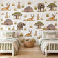 Safari Wall Stickers, African Animal Nursery Decor, Hippo Buffalo Meerkat Wall Decals, Kids Room Savanna Baobab Peel and Stick Wall Art
