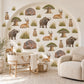 Safari Wall Stickers, African Animal Nursery Decor, Hippo Buffalo Meerkat Wall Decals, Kids Room Savanna Baobab Peel and Stick Wall Art