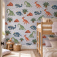 Dinosaur Wall Stickers, Dino Nursery Decor, Blue Green Orange Dinosaur Wall Decals, Boys Kids Room Jurassic Peel and Stick Wall Art