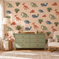 Dinosaur Wall Stickers, Dino Nursery Decor, Blue Green Orange Dinosaur Wall Decals, Boys Kids Room Jurassic Peel and Stick Wall Art