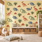 Dinosaur Wall Stickers, Dino Nursery Decor, Blue Green Orange Dinosaur Wall Decals, Boys Kids Room Jurassic Peel and Stick Wall Art