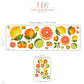 Citrus Wall Stickers, Lemon Orange Nursery Decor, Grapefruit Lime Fruit Wall Decals, Girls Kids Room Summer Peel and Stick Wall Art
