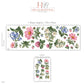 Wildflower Wall Stickers, Floral Nursery Decor, Bluebell Cosmos Clover Wall Decals, Girls Kids Room Botanical Peel and Stick Wall Art