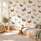 Butterfly Wall Stickers, Vintage Butterfly Nursery Decor, Blue Orange Butterfly Wall Decals, Girls Kids Room Garden Peel and Stick Wall Art