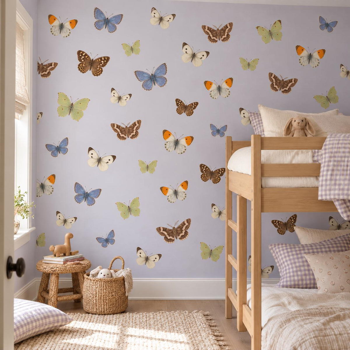 Butterfly Wall Stickers, Vintage Butterfly Nursery Decor, Blue Orange Butterfly Wall Decals, Girls Kids Room Garden Peel and Stick Wall Art