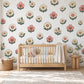 Daisy Wall Stickers, Retro Flower Nursery Decor, Pink Cream Daisy Wall Decals, Girls Kids Room Boho Floral Peel and Stick Wall Art