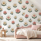 Daisy Wall Stickers, Retro Flower Nursery Decor, Pink Cream Daisy Wall Decals, Girls Kids Room Boho Floral Peel and Stick Wall Art