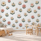 Daisy Wall Stickers, Retro Flower Nursery Decor, Pink Cream Daisy Wall Decals, Girls Kids Room Boho Floral Peel and Stick Wall Art