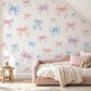 Bow Wall Stickers, Pastel Bow Nursery Decor, Watercolour Ribbon Wall Decals, Girls Room Pink Blue Lilac Coquette Peel and Stick Wall Art