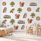 Woodland Animal Wall Stickers, Forest Nursery Decor, Badger Squirrel Owl Wall Decals, Kids Room Oak Tree Acorn Peel and Stick Wall Art