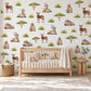 Safari Animal Wall Stickers, Savanna Nursery Decor, Okapi Baboon Warthog Wall Decals, Kids Room Watercolour Acacia Peel and Stick Wall Art